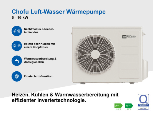 Wärmepumpe Chofu Luft- Wasser Inverter 6 - 16 kW