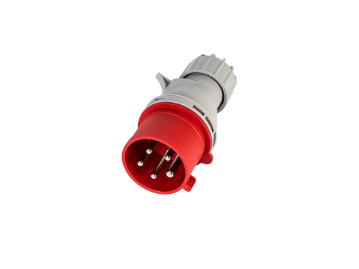 CEE Stecker / Plug 32A mit Phasenwender -  380/400V - 5-pol. 6h - IP44 rot/grau